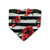 Poppies on Stripes/Dark Olive Swirl Reversible Slip-on Scrunchie Bandana (Small)