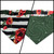 Poppies on Stripes/Dark Olive Swirl Reversible Slip-on Scrunchie Bandana (X-Small)