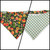Peach Tree on Black/Green & Blue Spring Plaid Reversible Slip-on Scrunchie Bandana (Large/X-Large)