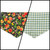 Peach Tree on Black/Green & Blue Spring Plaid Reversible Tie-on Bandana (Large)