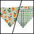 Peaches and Leaves Gingham Plaid/Multi Green Plaid Reversible Slip-on Scrunchie Bandana (Large/X-Large)