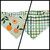 Peaches and Leaves Gingham Plaid/Multi Green Plaid Slip-on Scrunchie Bandana (Medium/Large)
