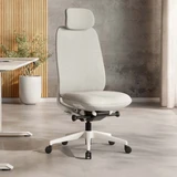 ofinto Bürostuhl Cloud in Weiss ohne Armlehnen und mit Kopfstütze, ergonomischer Bürostuhl