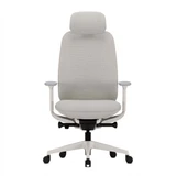 ofinto Bürostuhl Cloud in Weiss mit Armlehnen und mit Kopfstütze, ergonomischer Bürostuhl in Frontalansicht