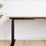 ofinto Tisch-Schublade in Schwarz, montiert unter höhenverstellbarem Schreibtisch mit Holzplatte