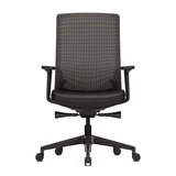 ofinto Ergo Bürostuhl schwarz mit Armlehnen - minimalistisches Design mit integrierter Lordosenstütze