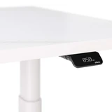 ofinto Rise Detailansicht - digitales Display mit Höhenanzeige an elektrisch höhenverstellbarem Schreibtisch mit weisser Tischplatte, weissem Gestell und dekorgleichem Kantenprofil