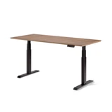 ofinto Elevate elektrisch höhenverstellbarer Schreibtisch - schwarze Tischbeine mit Walnuss-Holzplatte, Memory-Display und zwei leisen Motoren