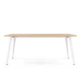 ofinto Bürotisch Classic mit Tischplatte Natur und weissen Beinen, moderner Schreibtisch für Büro und Home Office