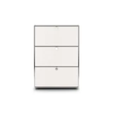 Cubox Büroregal, 3 Ebenen, 3 Klappen in Weiss, Frontalansicht freigestellt auf weissem Hintergrund