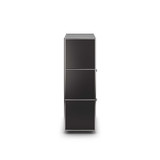Cubox Sideboard, 3 Ebenen, 4 Klappen in Schwarz, Seitenansicht freigestellt auf weissem Hintergrund