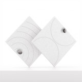 Cubox Soft Panel Gletschergrau mit elegantem Metallknopf, zwei Panels sich kreuzend