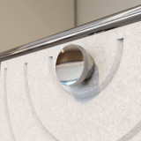Cubox Soft Panel Gletschergrau, Detail des Filzes und edlem Metallknopf