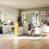 Cubox Regal mit Soft Panel Sonnengelb, gemustert, Raumteiler in freundlichem Homeoffice