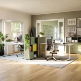 Cubox Regal mit Soft Panel Moosgruen, froehlicher Farbakzent im hellen Homeoffice