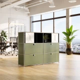 Cubox Sideboard mit Soft Panel Gletschergrau, natuerlicher Raumteiler im lichten Grossraumbuero