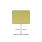 ofinto Akustik-Trennwand grün 80cm x 60cm montiert am höhenverstellbaren Schreibtisch Elevate - Seitenansicht Anwendungsbeispiel Büro-Setup