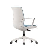 ofinto Flex Office Rückansicht in Blau mit Armlehnen - strukturierte Rückenschale mit geometrischem Muster und solider Verarbeitung für langlebige Büroausstattung