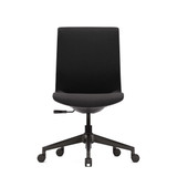 ofinto Flex Office in Schwarz ohne Armlehnen - Frontalansicht des minimalistischen Bürostuhls mit ergonomischer Sitzfläche