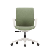 ofinto Flex Office in Grün mit Armlehnen - Frontalansicht des minimalistischen Bürostuhls mit ergonomischer Sitzfläche