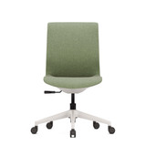 ofinto Flex Office in Grün ohne Armlehnen - Frontalansicht des minimalistischen Bürostuhls mit ergonomischer Sitzfläche