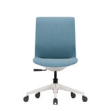 ofinto Flex Office in Blau ohne Armlehnen - Frontalansicht des minimalistischen Bürostuhls mit ergonomischer Sitzfläche