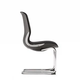 ofinto Flex Meeting Besucherstuhl mit atmungsaktivem Netz-Rücken - ergonomischer Freischwinger in Schwarz mit Chromgestell für langanhaltenden Sitzkomfort (Seitenansicht)