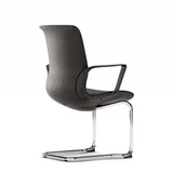 ofinto Flex Meeting Konferenzstuhl in Schwarz - strukturierte Rückenlehne mit elegantem Design und Armlehnen, stapelbarer Freischwinger für professionelle Meetingräume (Rückansicht)