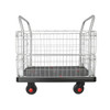 Heavy-Duty Warehouse Cage Trolley Dual Handle with Mesh Sides