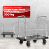 Heavy-Duty Warehouse Cage Trolley Dual Handle with Mesh Sides