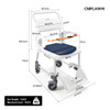 SectorCare Mobile Shower Commode Chair 4 in 1 with 136kg Capacity White