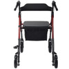 SectorCare Lightweight Aluminium Rollator Walker with Seat, Red