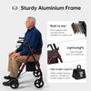 SectorCare Lightweight Aluminium Rollator Walker with Seat, Red
