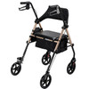 SectorCare Foldable 4 Wheel Rollator Walker with Seat 136kg Champagne