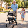 SectorCare Foldable 4 Wheel Rollator Walker with Seat 136kg Champagne