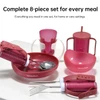 SectorCare Adaptive Dining Set 8 Piece Suction Base Cutlery Burgundy