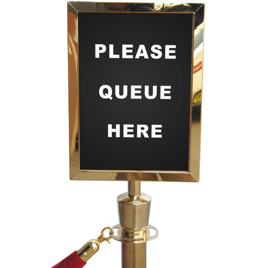 A4 Portrait Sign Frame- Gold Rope Barrier