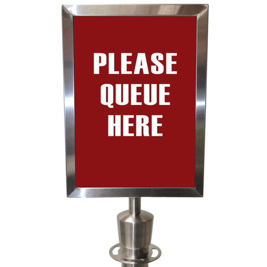 A4 Portrait Sign Frame- For Brushed Finish Rope Barrier A4 Portrait Sign Frame- For Brushed Finish Rope Barrier