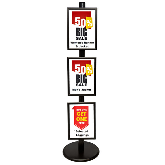 Black A3 Triple Poster Stand with Eco Frame - Double Sided