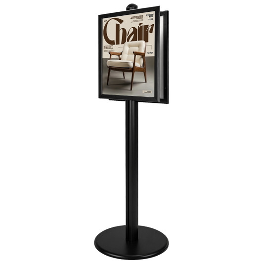 A2 Poster Stand - Double Sided BLACK With 32mm Heavy Duty Snap Frame