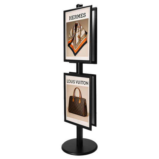 2x A2 Poster Stand - Double Sided Black With 32mm Heavy Duty Snap Frame