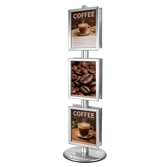 3x A3 Poster Stand - Double Sided With 32mm Heavy Duty Snap Frame
