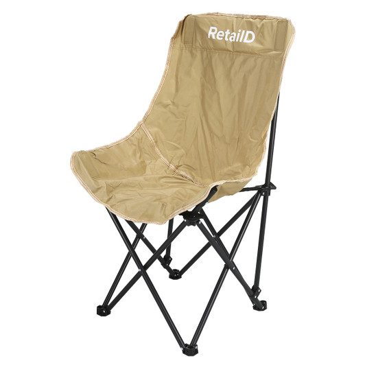 Folding Camping Moon Chair High Back 100kg Capacity Khaki