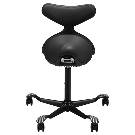 Ergonomic Saddle Chair with Backrest Height Adjustable Black Leather