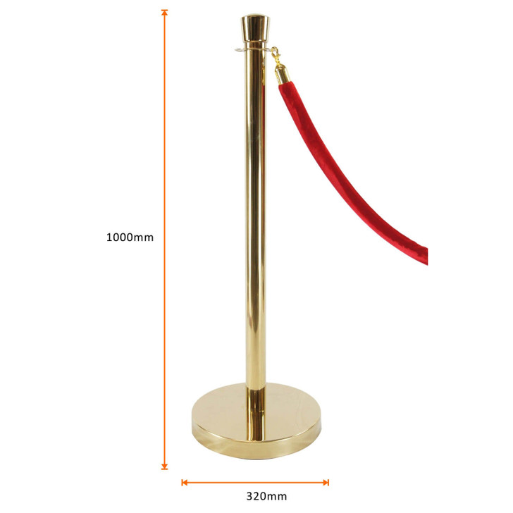 Gold Bollards - Sets of 3 posts + 2 Red ropes
