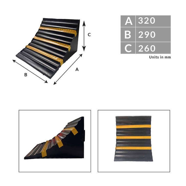 Anti-Slip Rubber Wheel Chock 320x290x260mm