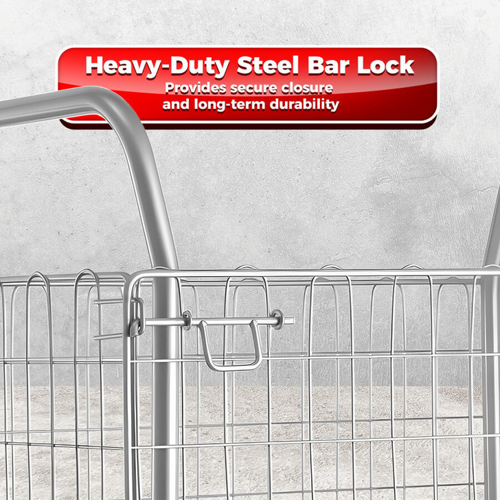 Heavy-Duty Warehouse Cage Trolley Dual Handle with Mesh Sides