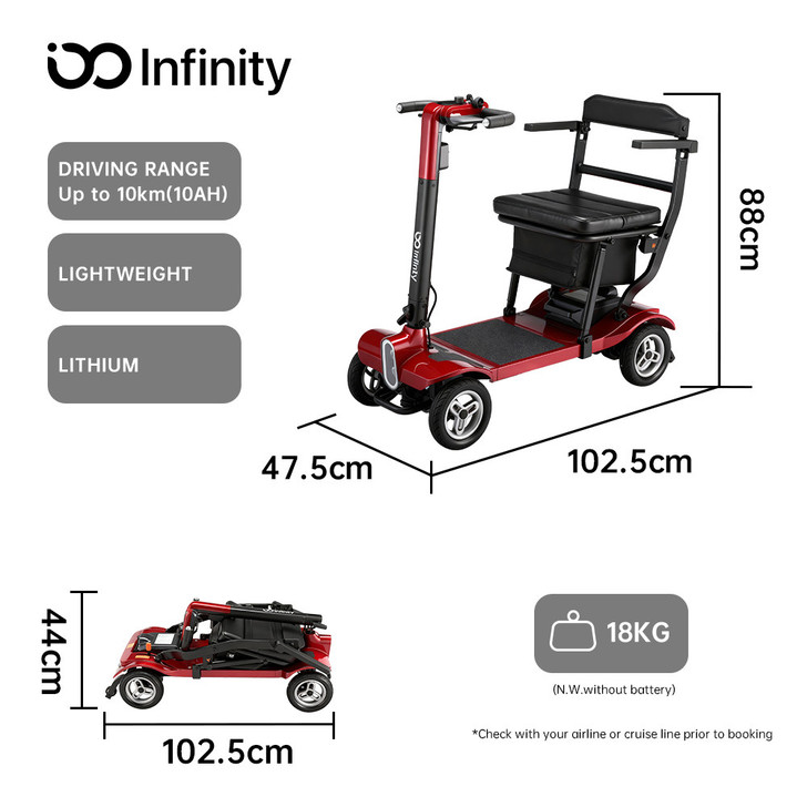 Infinity Ultra Lite Mobility Scooter-Red
