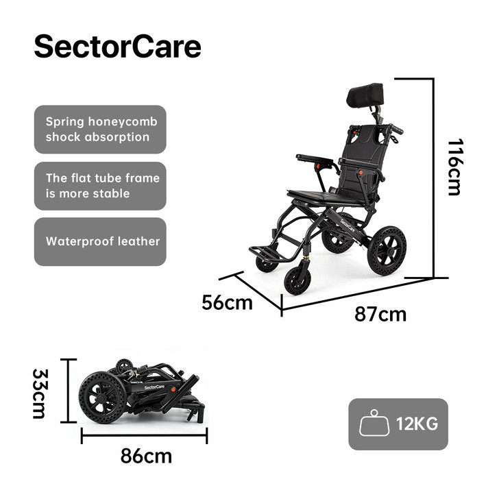 SectorCare Airflex 2 Portable Wheelchair- Headrest