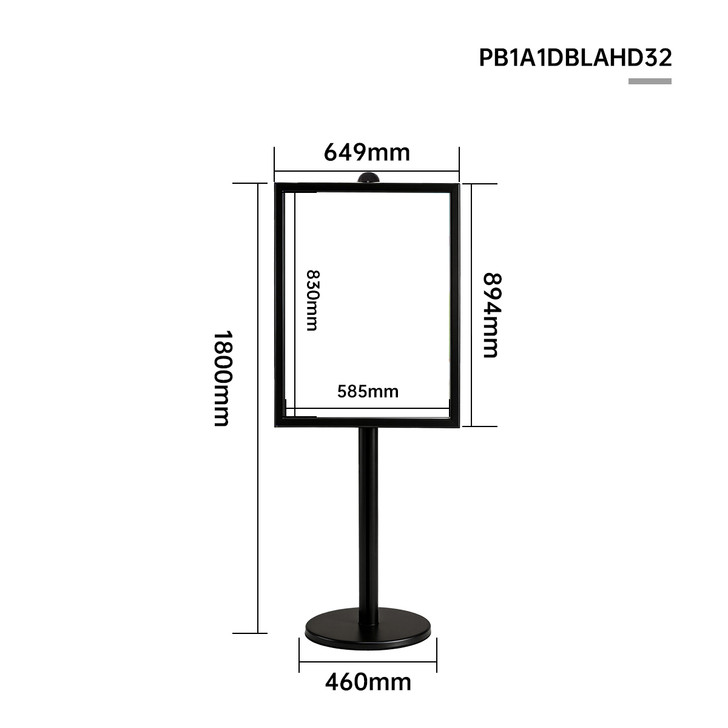 A1 Poster Stand- Double Sided Black With 32mm Heavy Duty Snap Frame
